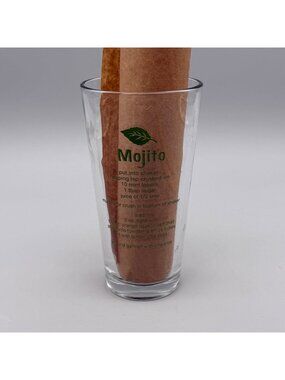 Mojito Pint Glass Classic & Variations Recipe 20 Oz Glass Green Text Barware